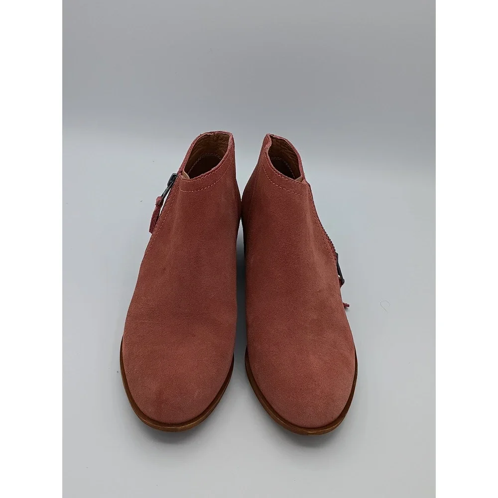 Lucky Brand Womens Brielley Suede Ankle Booties Terracotta 8M Side Zip